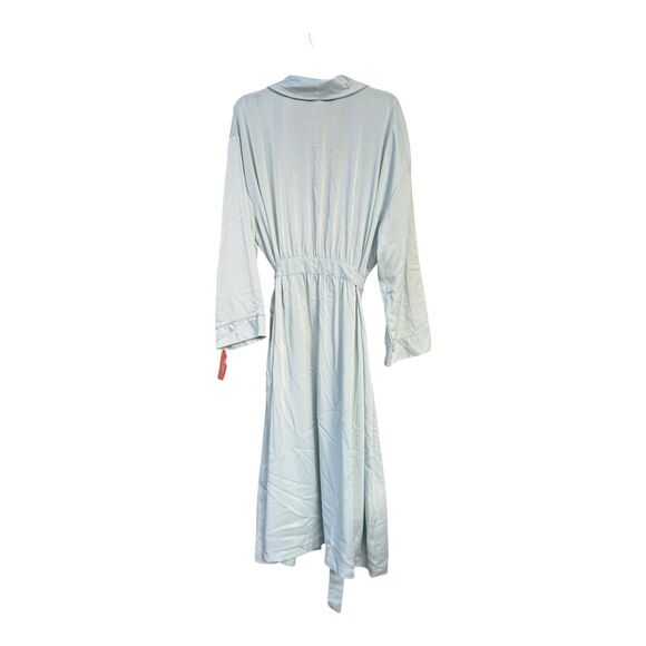 NWT State of Day Women's Silky Belted Robe Shawl Collar Mint Green Pajama Long - Picture 2 of 4
